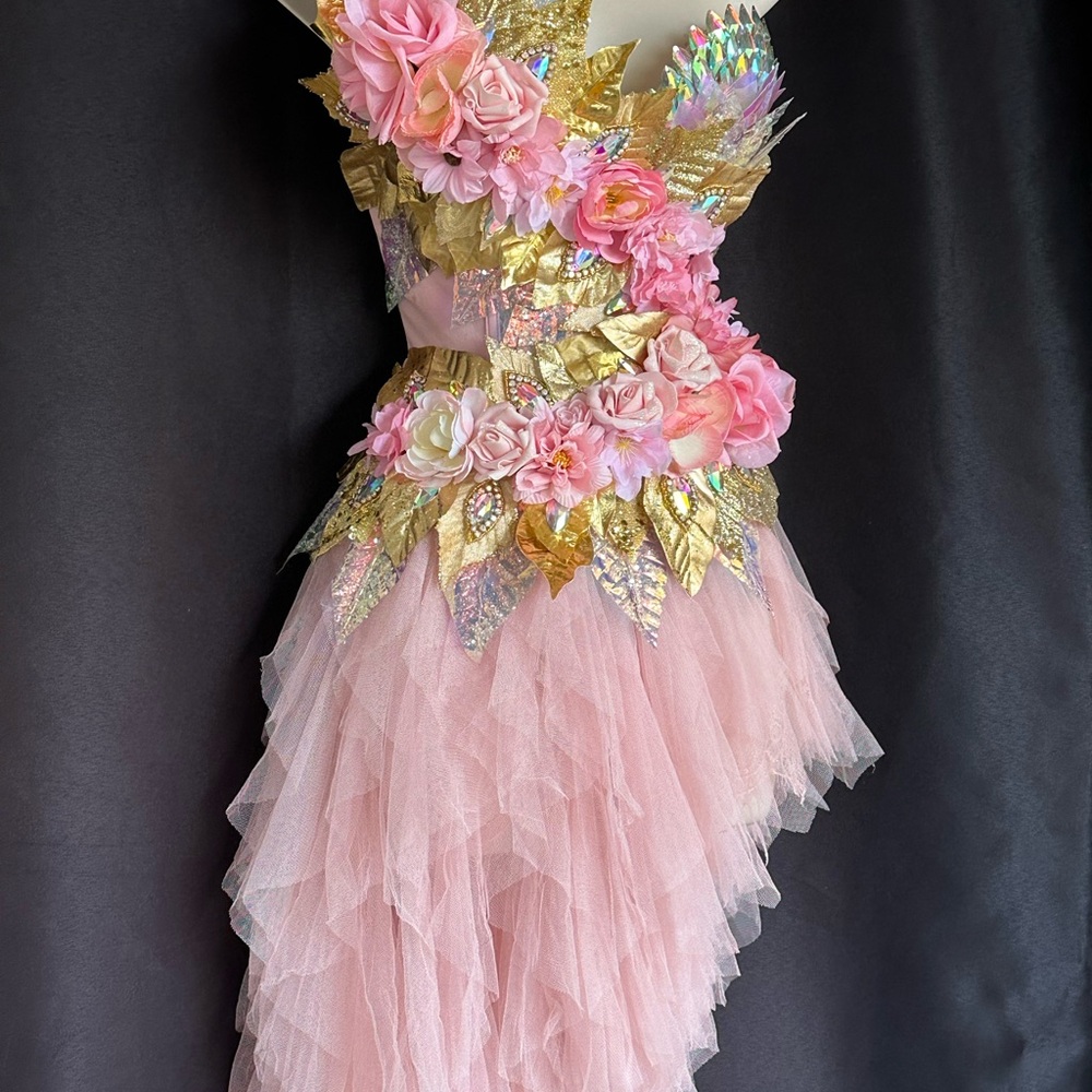 Floral Pink and Gold Dress